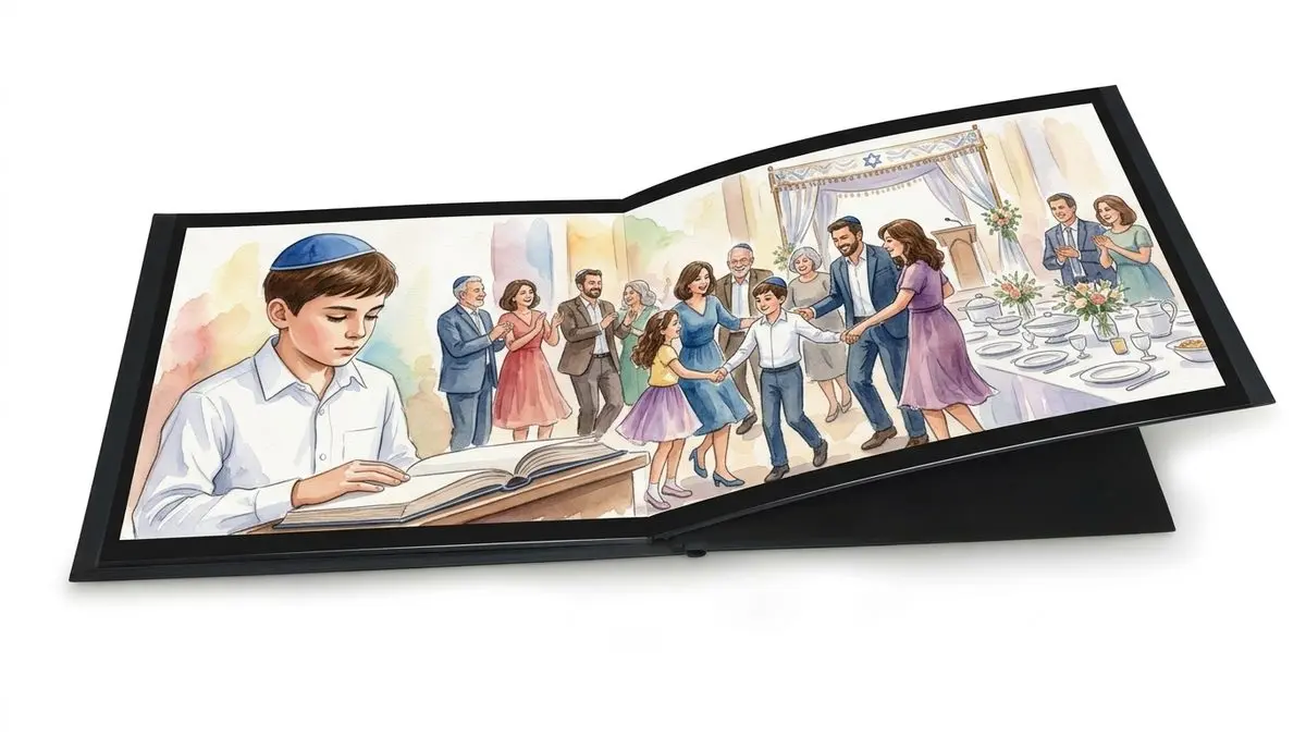 אלבום הדבקה כריכה קשה + 12 הדפסות 15 על 20 סֶנְטִימֶטֶר (לרוחב) - אלבום תמונות מודפס