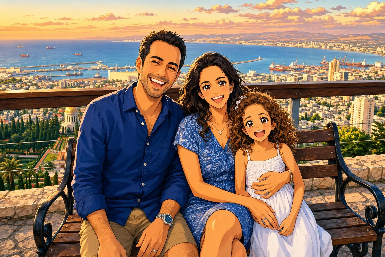 דוגמת סגנון אנימה - איור מהתמונה המשפחתית