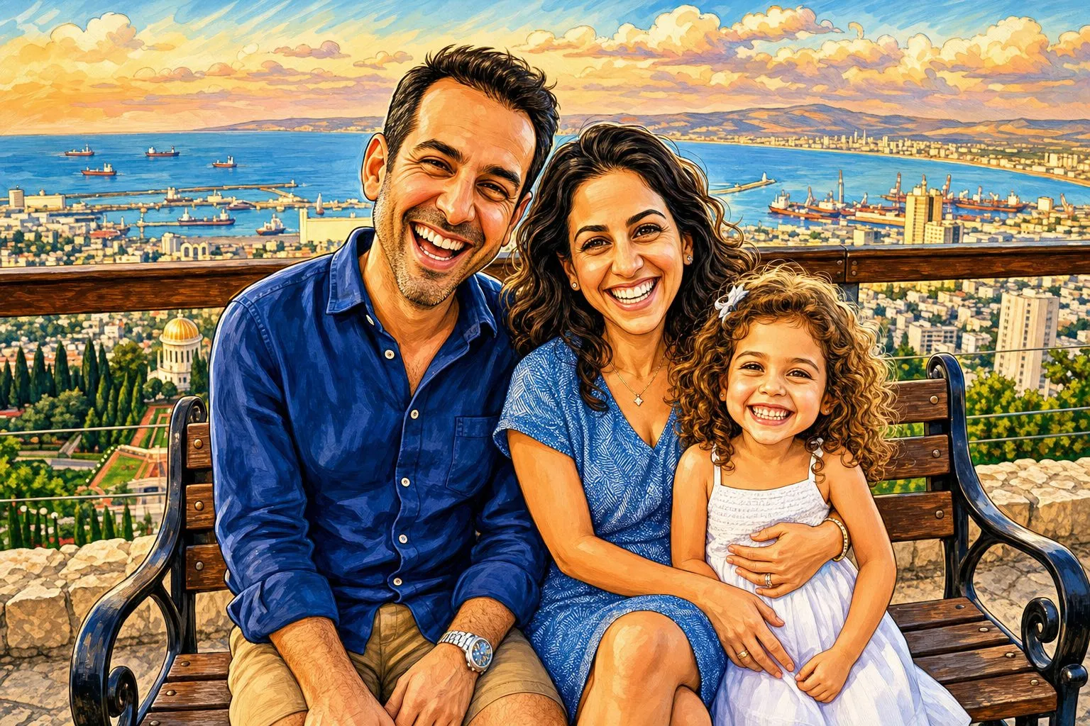 דוגמת סגנון קריקטורה - איור מהתמונה המשפחתית