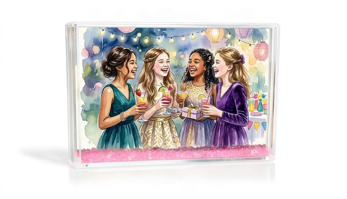 מסגרת שלג מנצנצת ורוד 10 על 15 סֶנְטִימֶטֶר - תמונה מודפסת במסגרת לעמידה על מדף