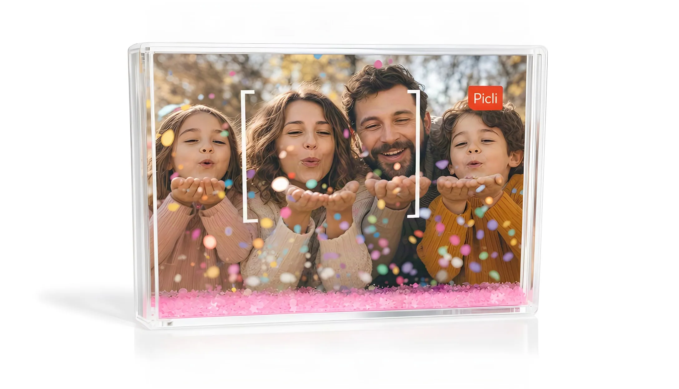 מסגרת שלג מנצנצת ורוד 10 על 15 סֶנְטִימֶטֶר במבצע חגי תשרי
