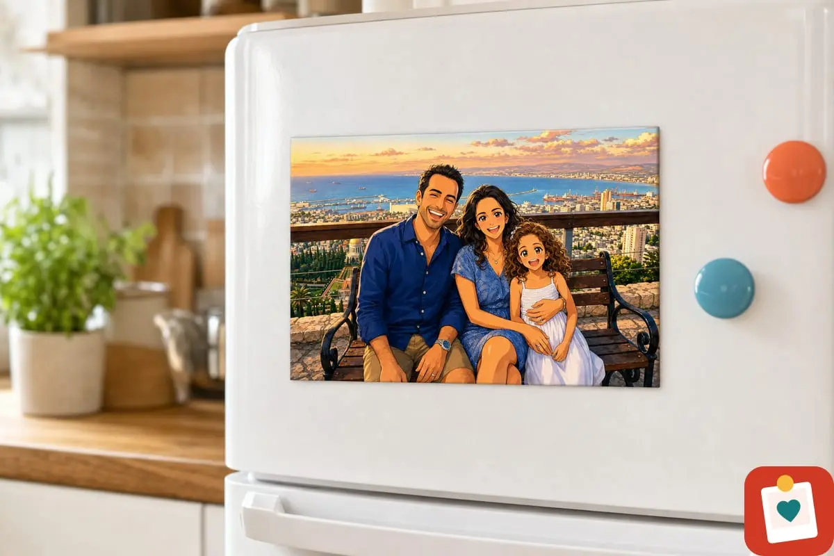 מגנט עם תמונה מאוירת 10 על 15 סֶנְטִימֶטֶר - איור אישי שנוצר מתמונה, מודפס על מוצר