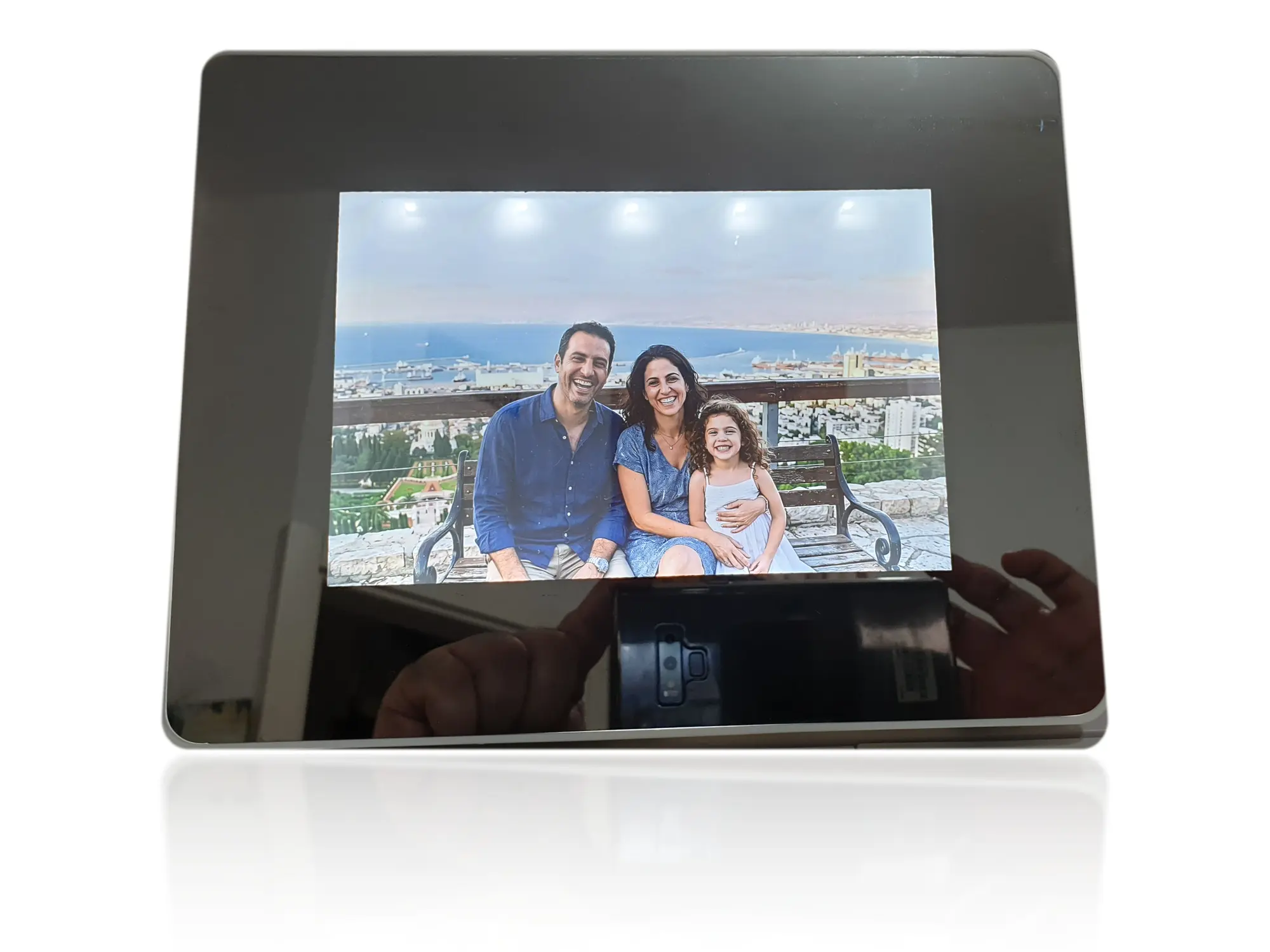 מראת קסם עם לדים 13 על 18 סֶנְטִימֶטֶר - תמונה מודפסת במסגרת לעמידה על מדף