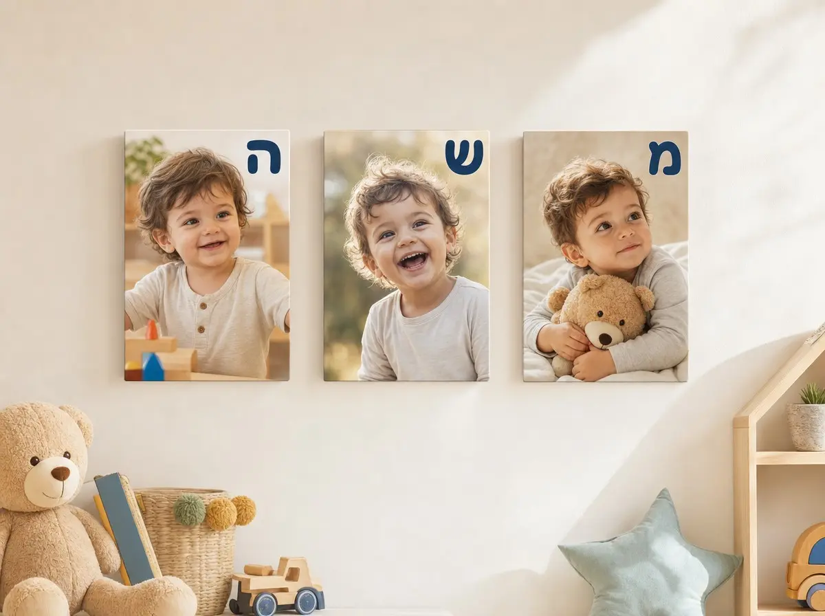 שלט שם לחדר ילדים על קאפה 10 על 15 סֶנְטִימֶטֶר - שלט שם לחדר ילדים מבלוקים עם תמונה
