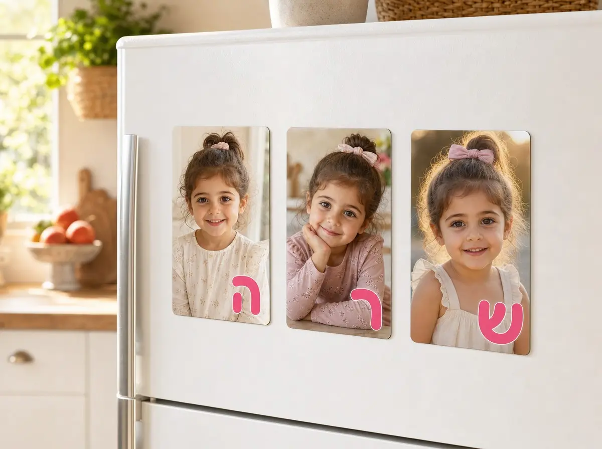 שלט שם על מגנט 10 על 15 סֶנְטִימֶטֶר - שלט שם לחדר ילדים מבלוקים עם תמונה