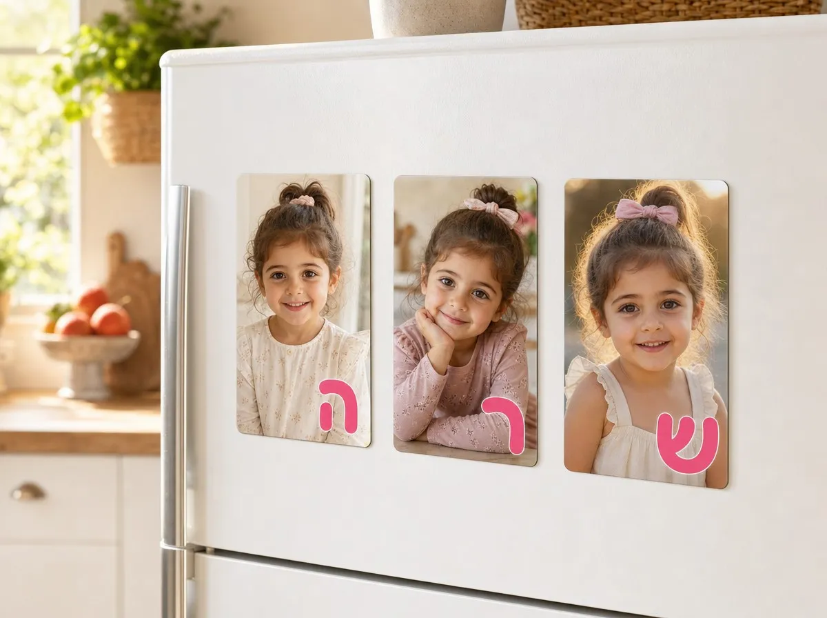 שלט שם על מגנט 10 על 15 סֶנְטִימֶטֶר - שלט שם לחדר ילדים מבלוקים עם תמונה