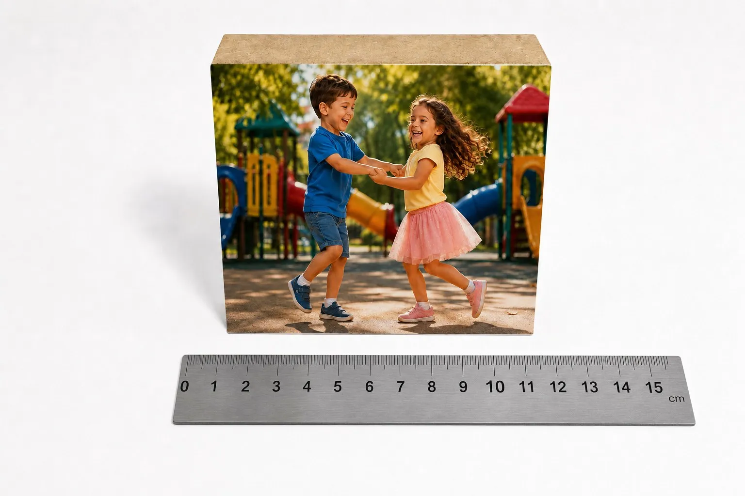 בלוק עץ 10 על 10 סֶנְטִימֶטֶר - הדפסת תמונה על בלוק עץ - זווית נוספת
