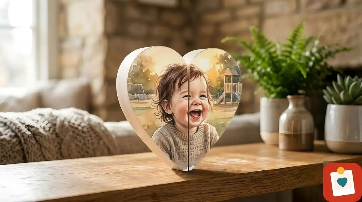 בלוק לב עץ 10 על 10 סֶנְטִימֶטֶר - הדפסת תמונה על בלוק עץ