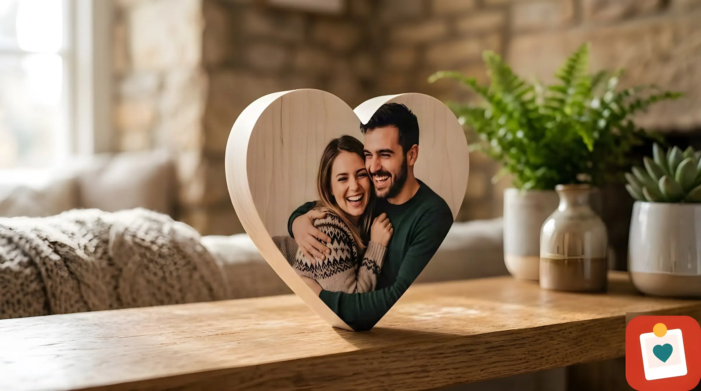 בלוק לב עץ 10 על 10 סֶנְטִימֶטֶר - הדפסת תמונה על בלוק עץ